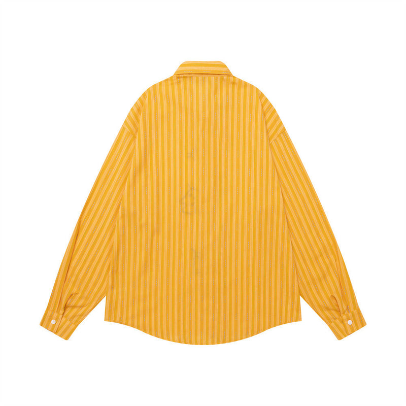 Camisa oversize de rayas con bordado de gato cartoon y detalles de lazos