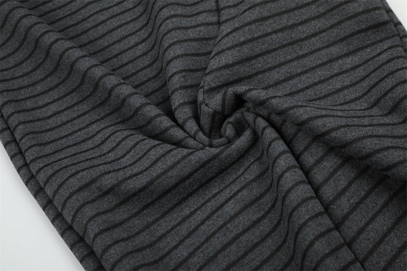 Pantalón de Pierna Ancha a Rayas para Hombre con Cintura de Cordón y Botones Cruzados