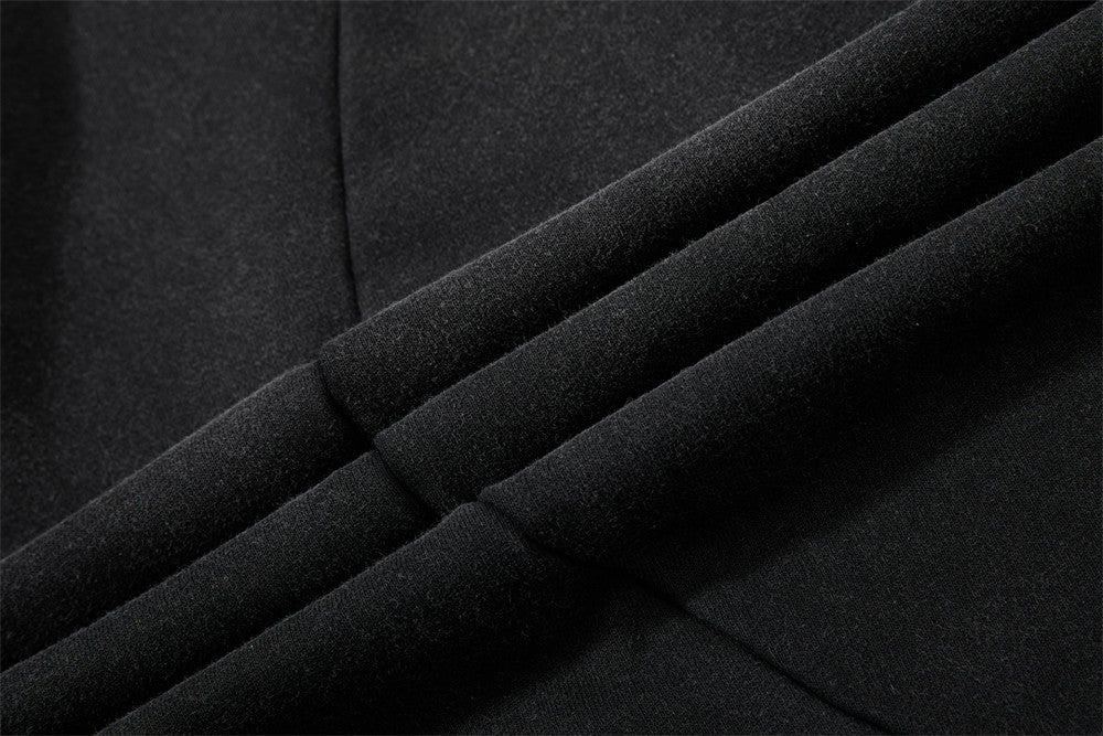 Baggy Wide-Leg Sweatpants – Black Vintage Graphic with Side Stripe Detail