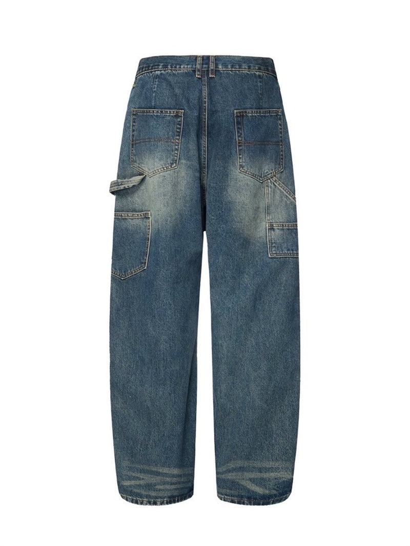 Men's Baggy Carpenter Jeans – Vintage Washed Wide-Leg Denim
