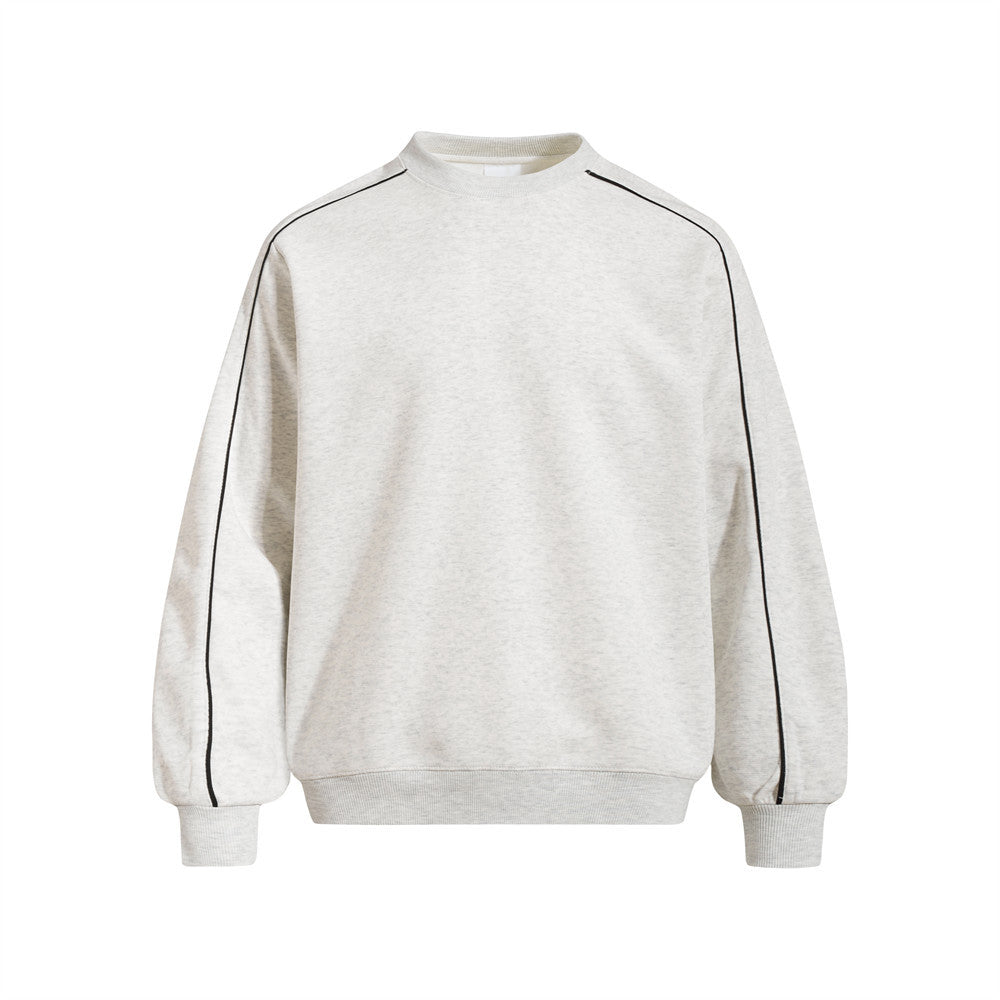 Oversized Crew Neck Sweatshirt with Contrast Sleeve Piping