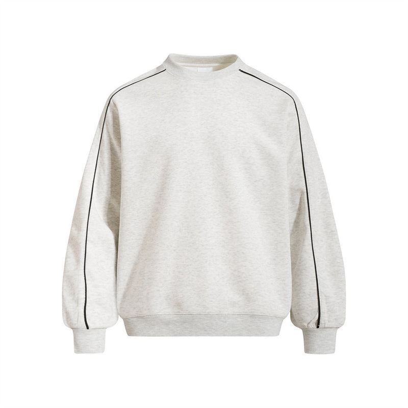 Oversized Crew Neck Sweatshirt with Contrast Sleeve Piping