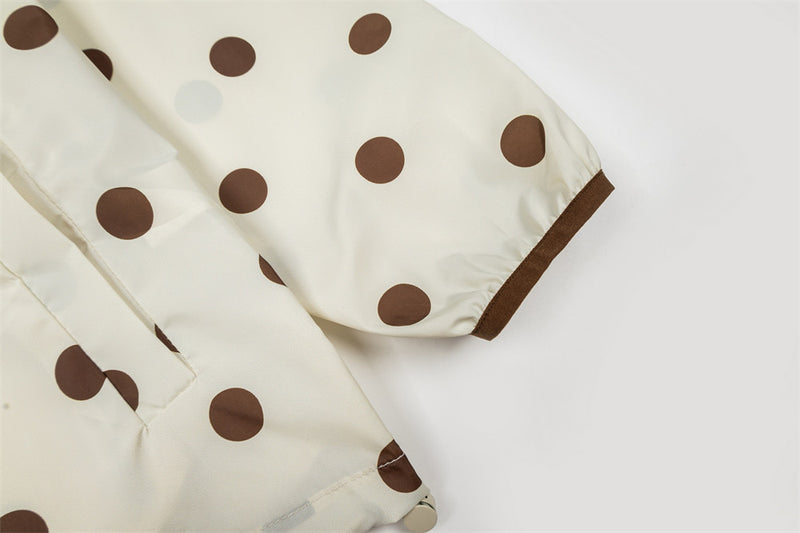 Polka Dot Hooded Windbreaker Jacket – Unisex Oversized Lightweight Outdoor Coat
