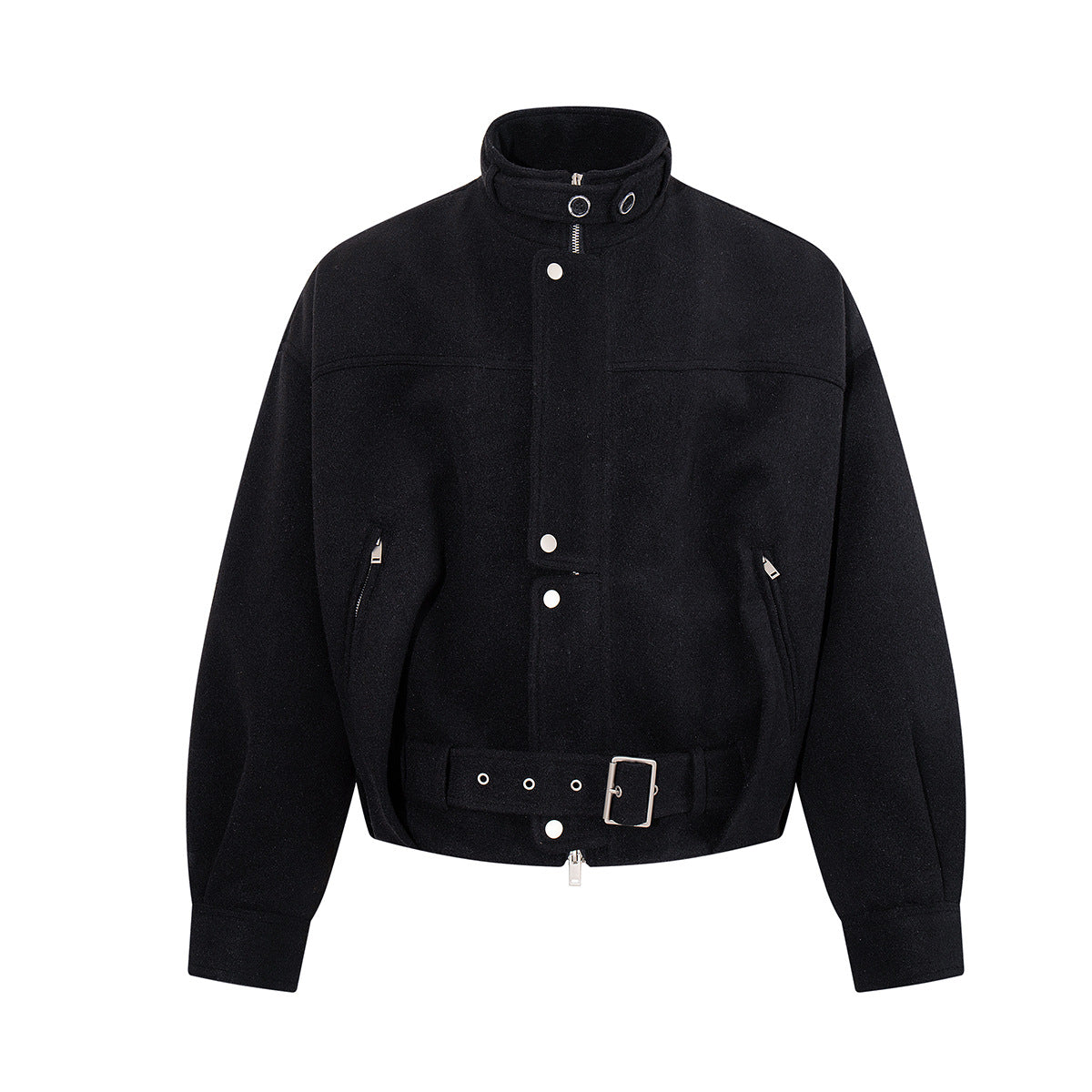 Camo Sherpa-Lined Hooded Bomber Jacket with Studded Hood