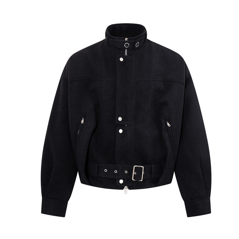 Camo Sherpa-Lined Hooded Bomber Jacket with Studded Hood