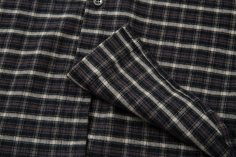 Chemise en flanelle à carreaux avec cravate amovible – Chemise noire oversize à carreaux boutonnée