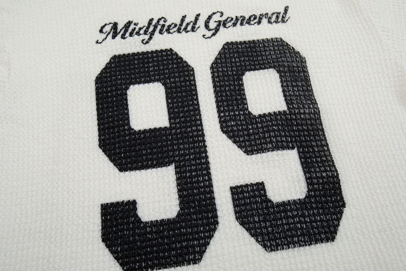 Midfield General 99 ワッフルニット長袖シャツ｜バーシティグラフィックトップス