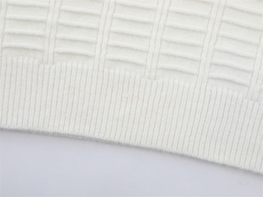 Polo-pull homme en maille texturée – Pull col boutonné à manches longues