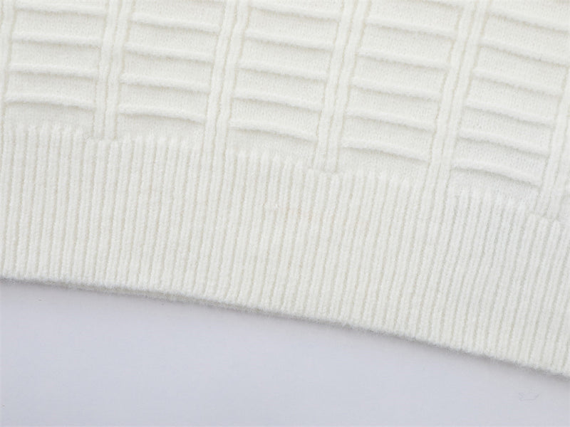 Polo-pull homme en maille texturée – Pull col boutonné à manches longues