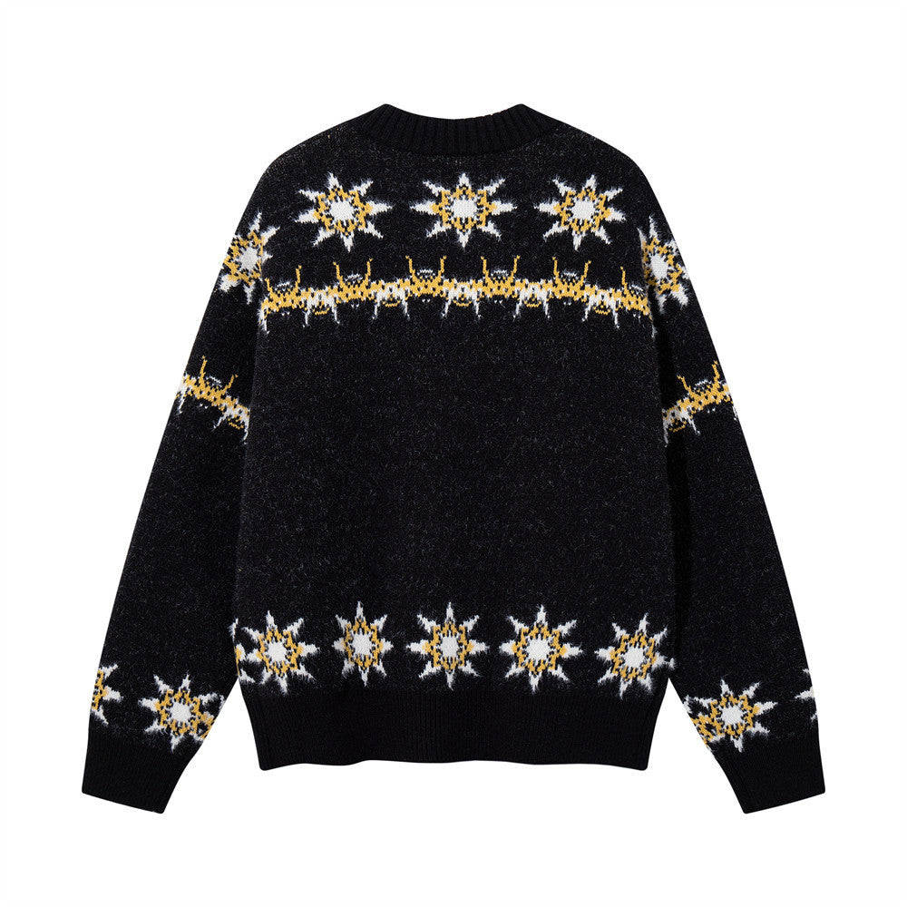 American Pattern Colorblock-Strick-Cardigan – Oversized mit Rundhalsausschnitt