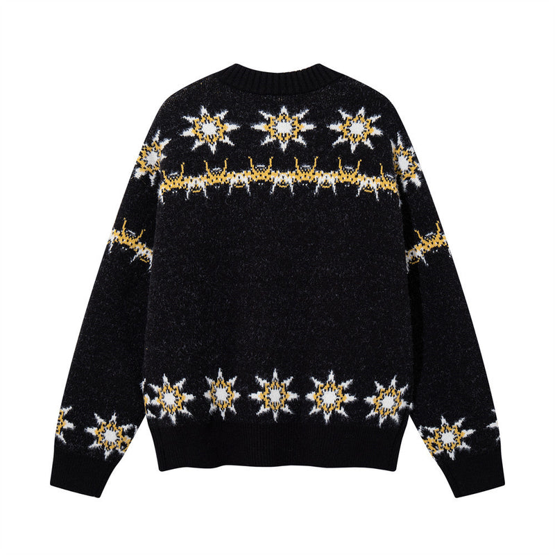 American Pattern Colorblock-Strick-Cardigan – Oversized mit Rundhalsausschnitt