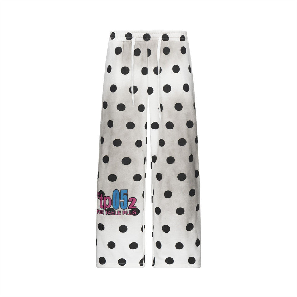 Polka Dot Wide-Leg Sweatpants – Relaxed Fit Streetwear Jogger Pants