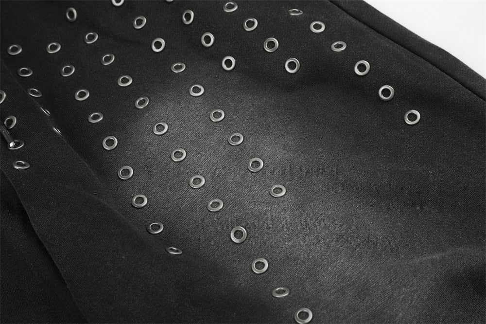 Pantalon de survêtement ample à œillets métalliques, finition délavée à l’acide & ourlet brut