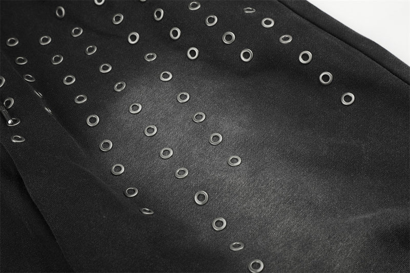 Pantalon de survêtement ample à œillets métalliques, finition délavée à l’acide & ourlet brut