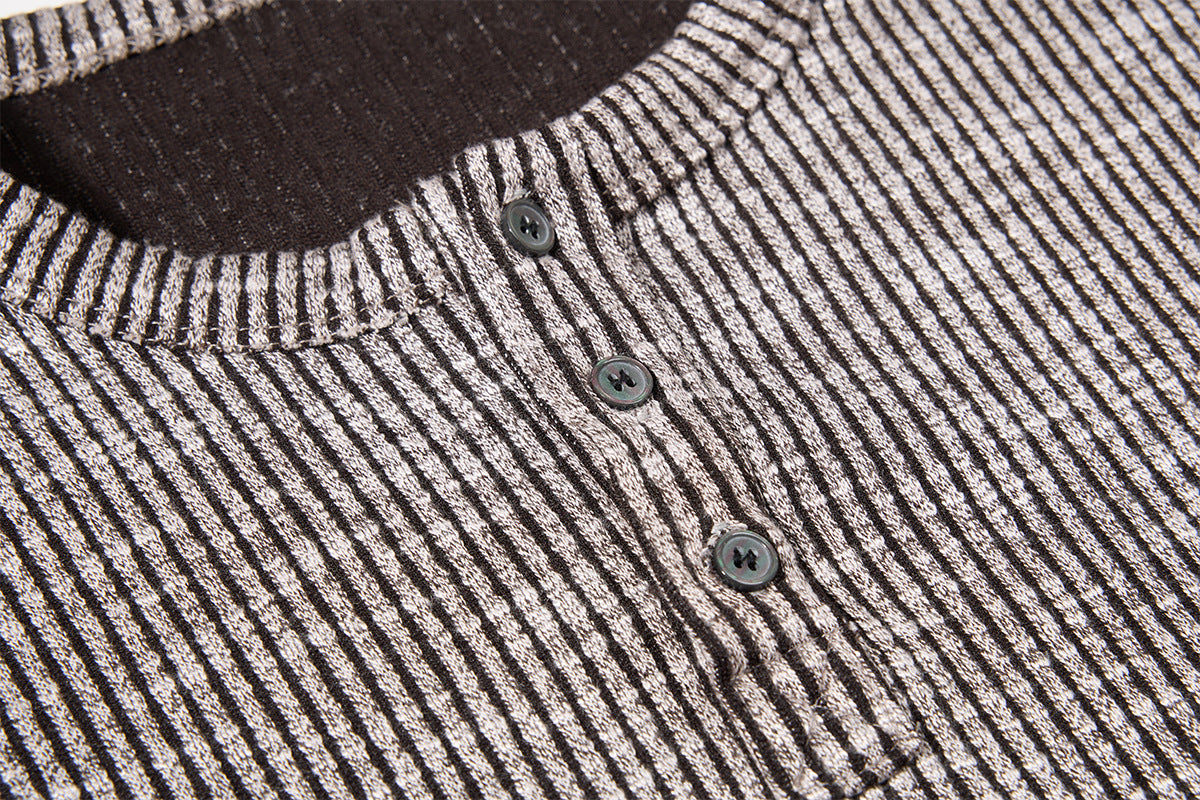 Men's Ribbed Henley Long Sleeve Tee – Vintage Old Money Style