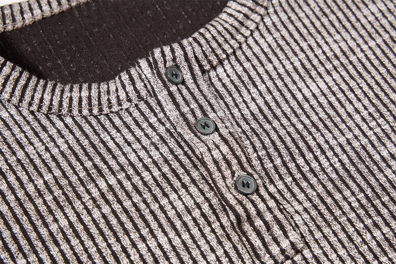 Men's Ribbed Henley Long Sleeve Tee – Vintage Old Money Style