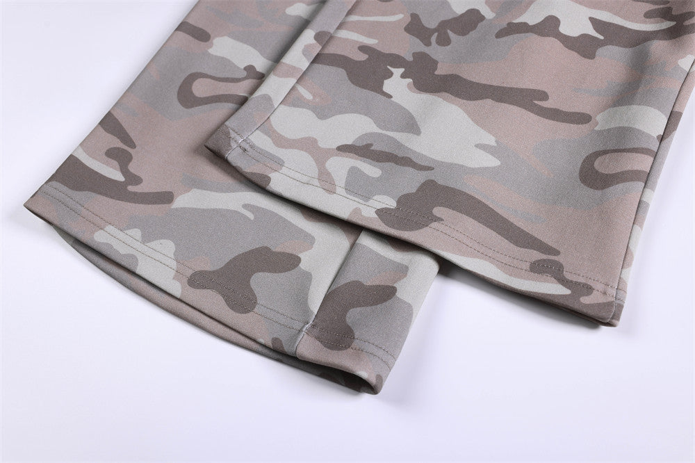 Camo Wide-Leg Sweatpants – Relaxed Fit Drawstring Joggers