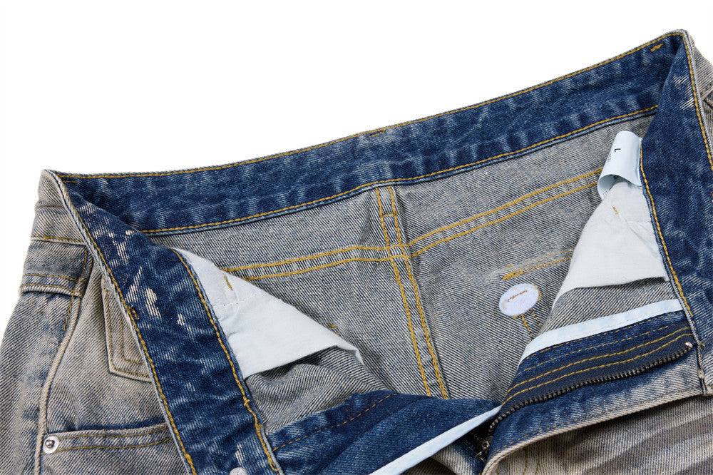 Distressed-Flare-Jeans – Herren-Wide-Leg-Denim in verwaschener Optik mit Knitterdetails