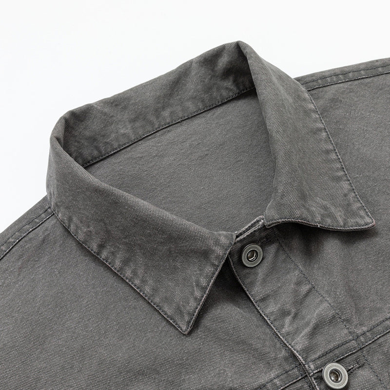 Washed Canvas Workwear Jacket – Oversized Fit, Multi-Pocket Trucker Style