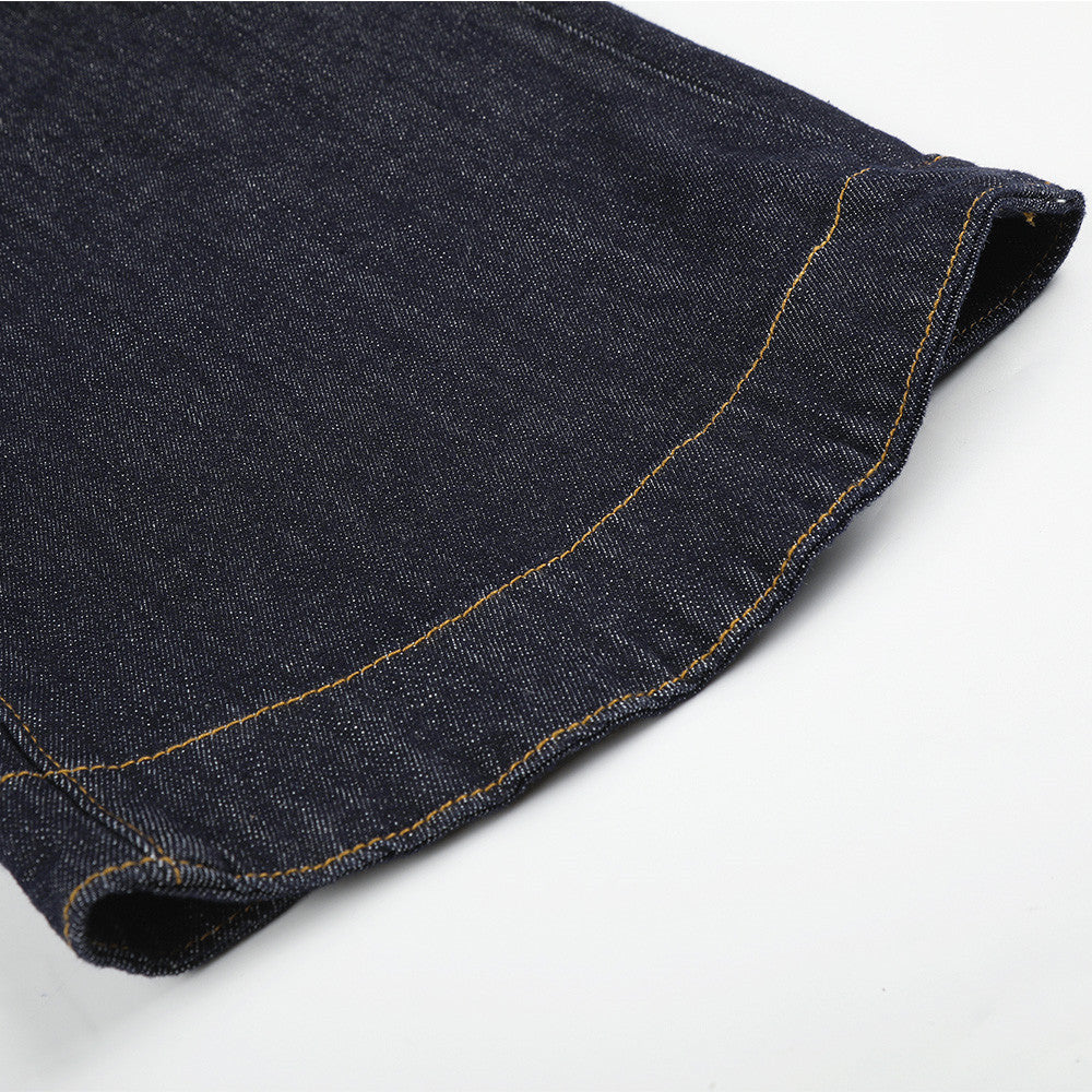 Wide-Leg Flare Jeans with Embossed Pocket Detail – Dark Indigo
