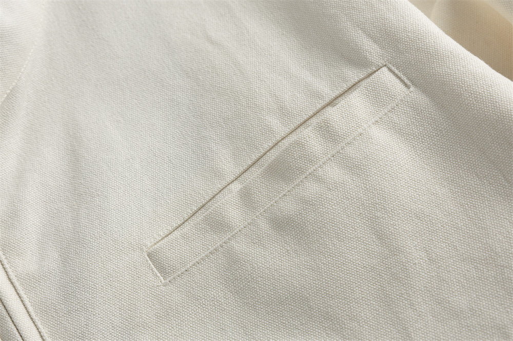 Men's Heavyweight Washed Cotton Harrington Jacket with Stand Collar & Zip