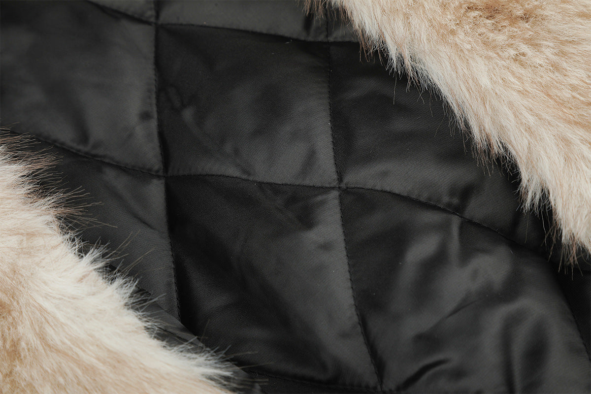 Polka Dot Denim Hooded Jacket with Sherpa Lining