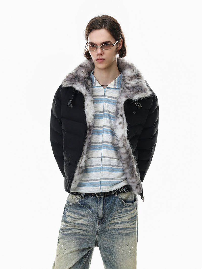 Cropped Puffer Jacket with Hood & Fur Collar – Cross Hardware, American Street