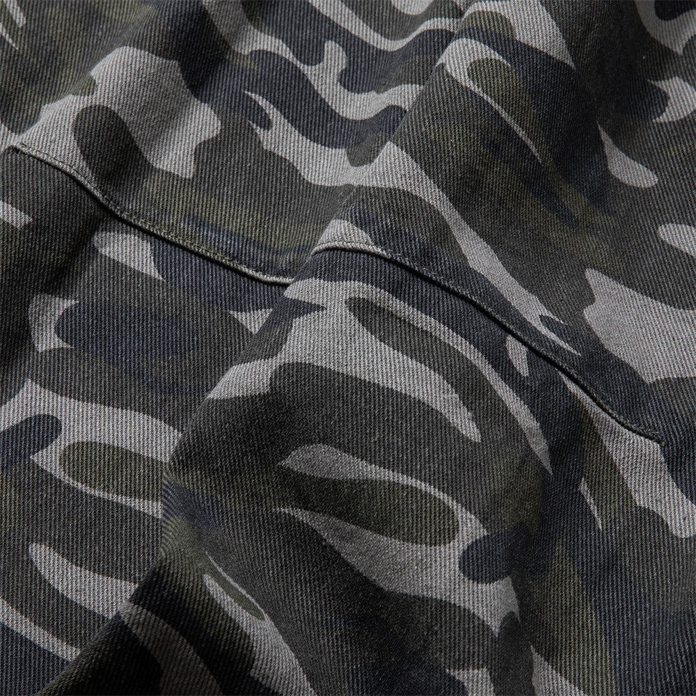 Wide-Leg Camo Cargo Pants – Baggy Fit Dark Green Camouflage Trousers