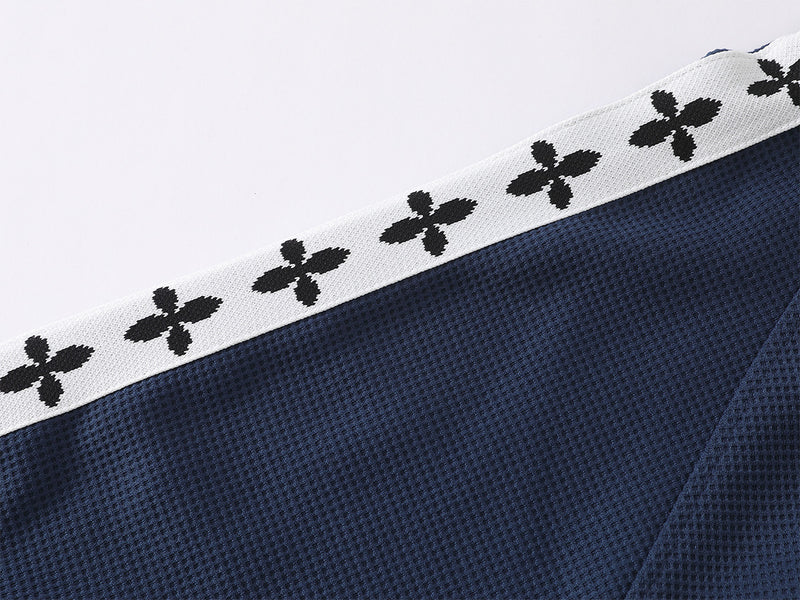 Retro-Trainingsjacken- & Sweathosen-Set – Stehkragen mit Reißverschluss und Fleur-de-Lis-Seitenstreifen