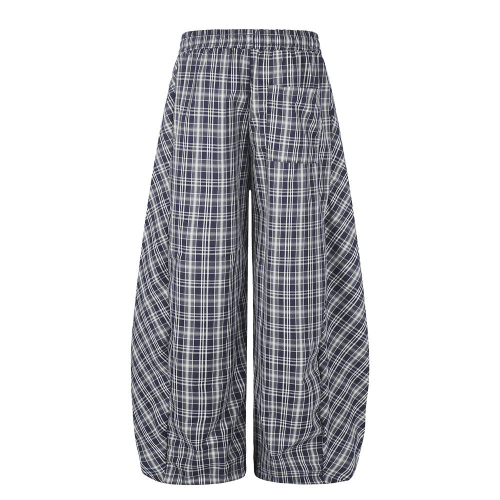 American Vintage Plaid Wide-Leg Pants – Oversized Baggy Trousers