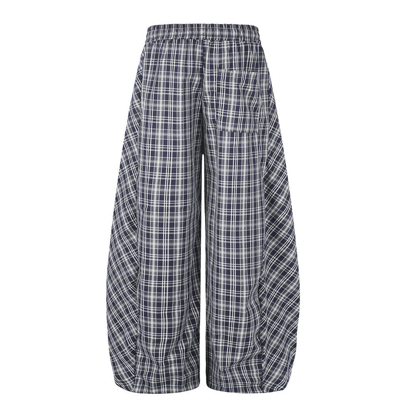 American Vintage Plaid Wide-Leg Pants – Oversized Baggy Trousers