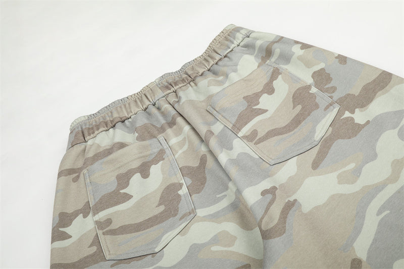Pantalon de survêtement homme camouflage wide leg à cordon – Coupe décontractée