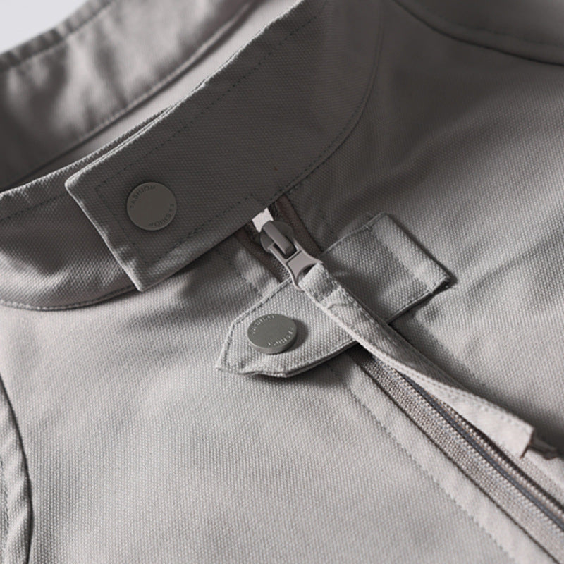 Multi-Zip Stand Collar Oversized Jacket – Relaxed Fit Streetwear Blouson