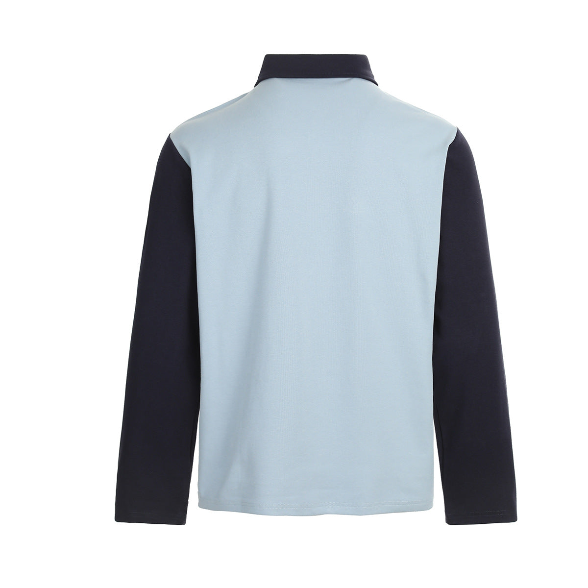 Benchmark Long-Sleeve Rugby Polo Shirt – Colorblock Diagonal Stripe & Crest