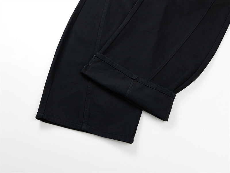 Jean wide leg avec ceinture contrastante léopard et broderie étoile – Noir homme