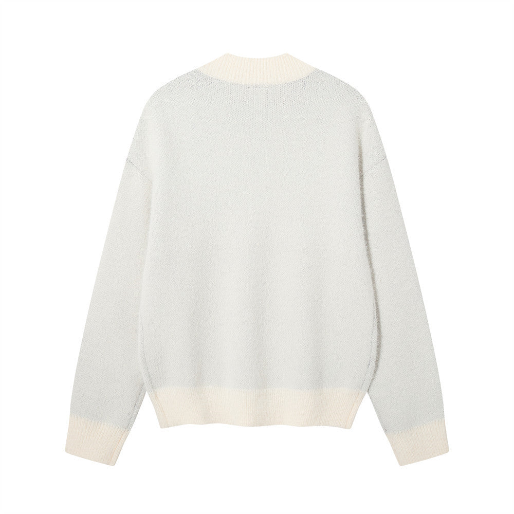 Goat Head Jacquard Crewneck Sweater – Oversized Knit Pullover