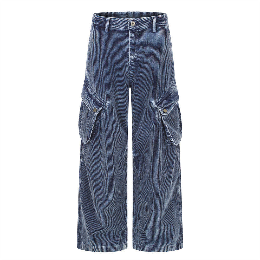 Herren-Cargohose aus Cord – Weites Bein, viele Taschen, Vintage-Washed-Look