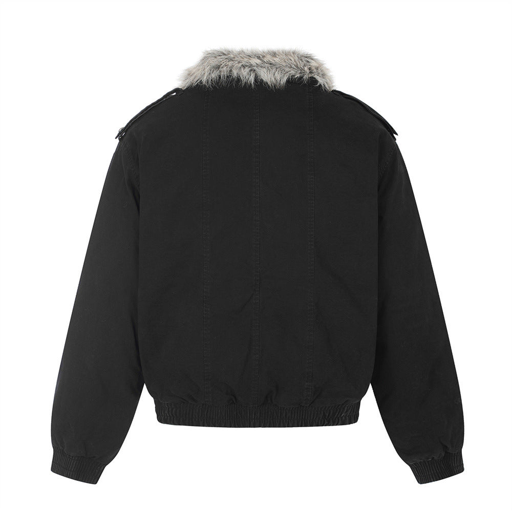 Men's Studded Bomber Jacket with Faux Fur Collar – High Street Winter Coat