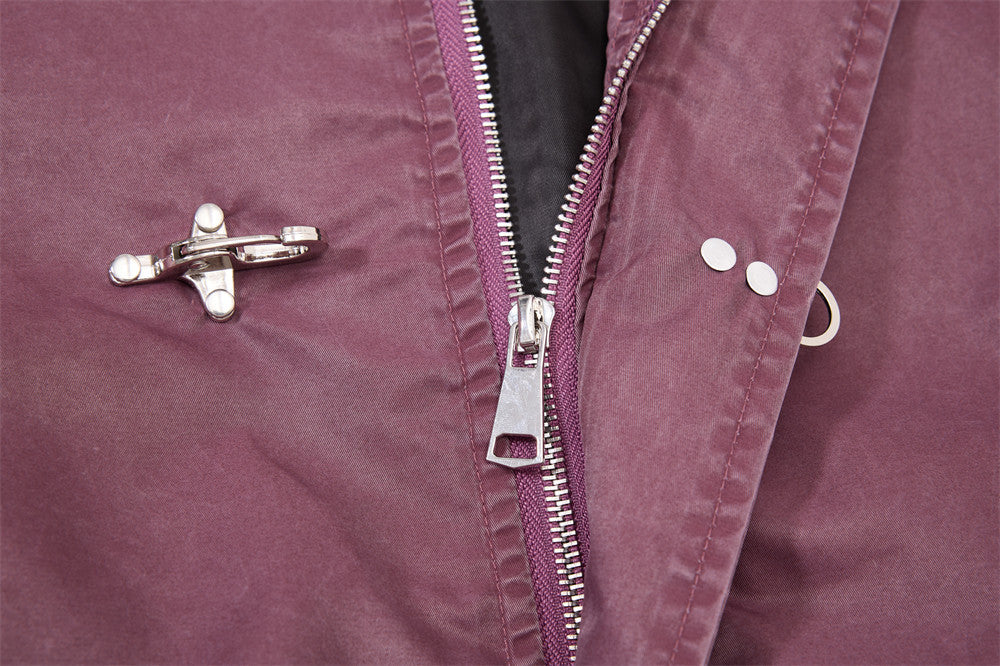 Bomber Jacket for Men – Washed Oversized Fit with Metal Clasp & Pleated Sleeves