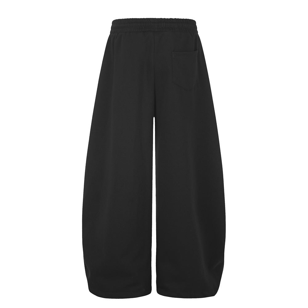 Pantalones de Chándal de Pierna Ancha con Texto de Strass – Corte Bombacho Extragrande con Cordón