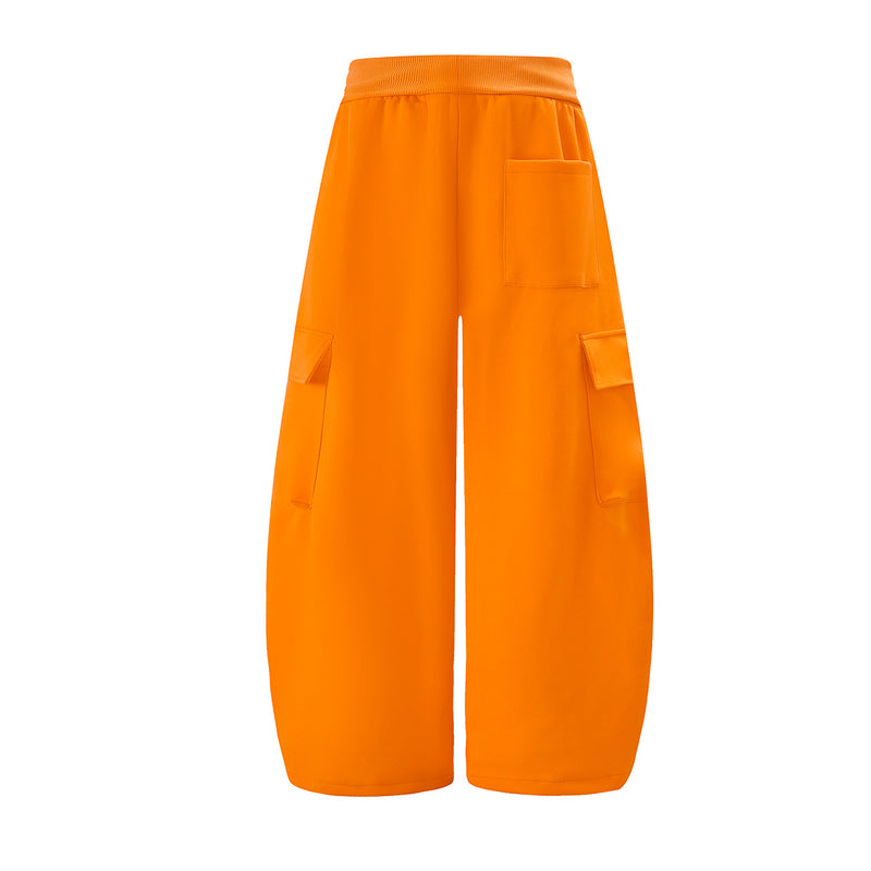 Damen-Cargohose im Baggy-Schnitt mit weitem Bein – Jogginghose mit geschwungenen Nahtdetails