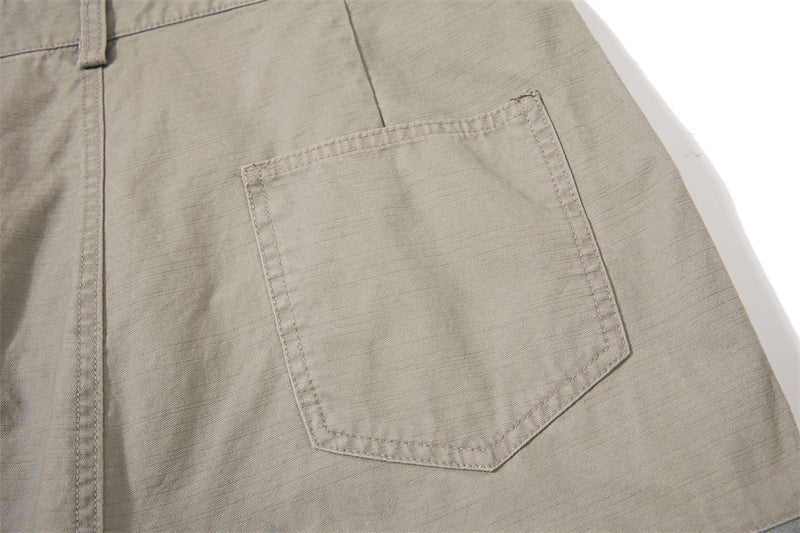 One-Shoulder Bib Overalls – Wide-Leg Cargo Pants with Zip Pockets & Pintuck