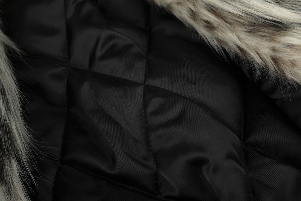 Faux Leather Bomber Jacket with Fur Collar and Buckle Detail