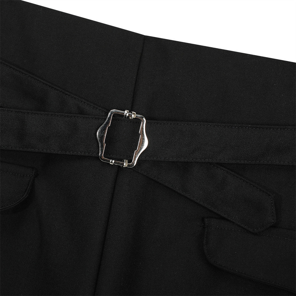 Wide-Leg Pleated Trousers with Wrap Waist Detail