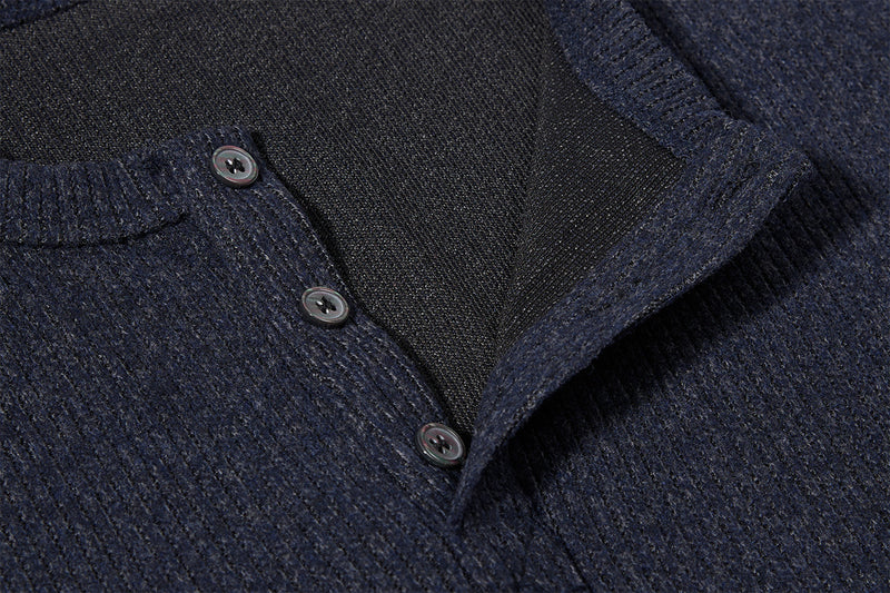 Men's Ribbed Henley Long-Sleeve Shirt – Vintage American Style