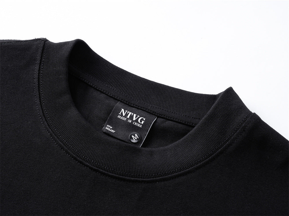 Long Sleeve Graphic T-Shirt – Distressed Letter Print, Relaxed Fit