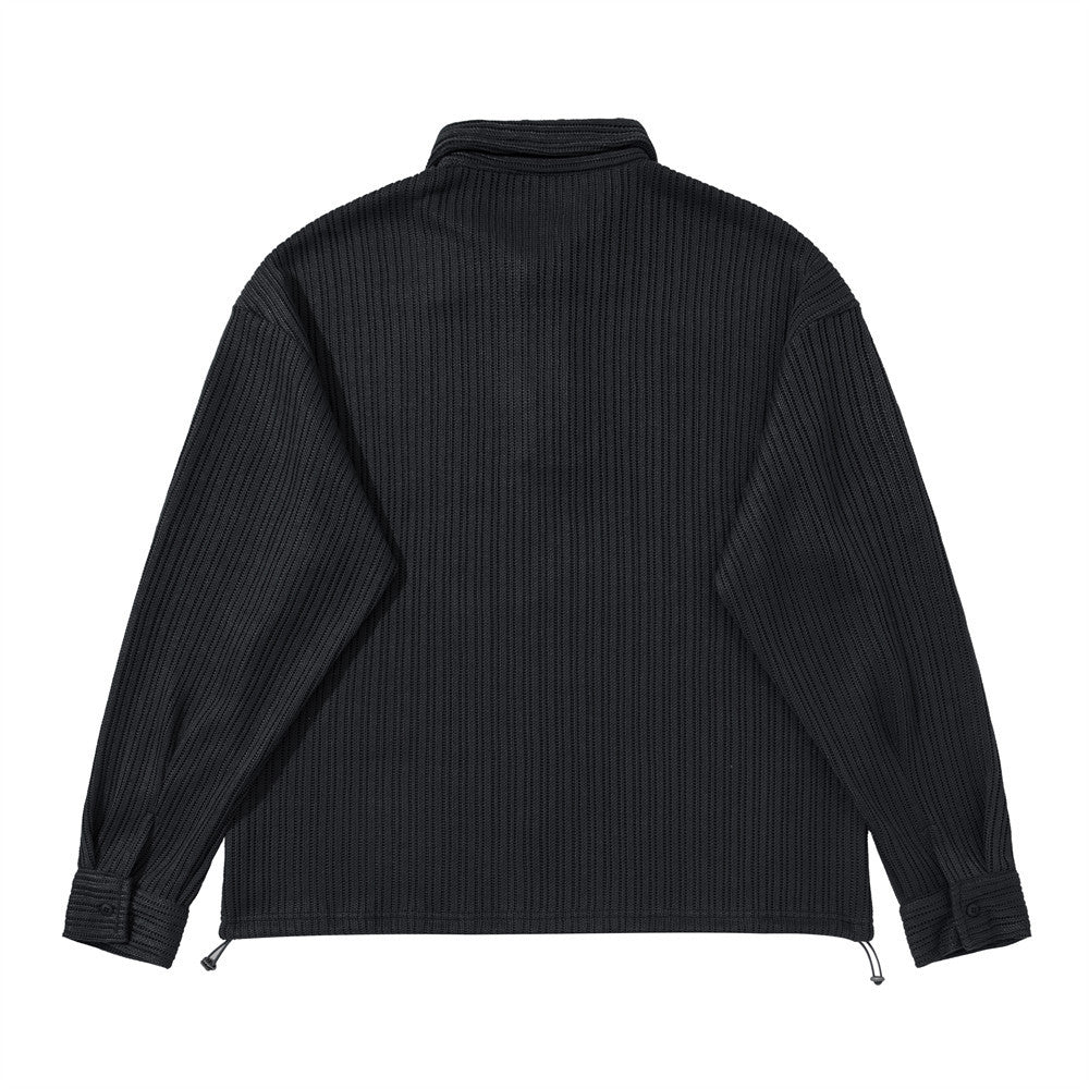 Men's Long Sleeve Collared Shirt – Ribbed Texture Oversized Polo