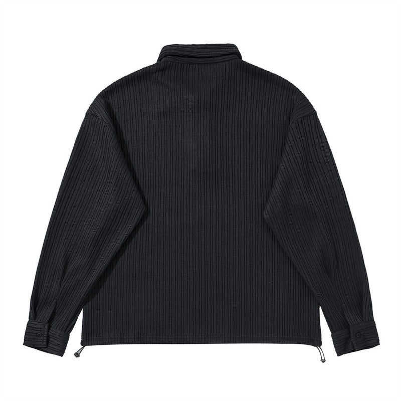 Men's Long Sleeve Collared Shirt – Ribbed Texture Oversized Polo