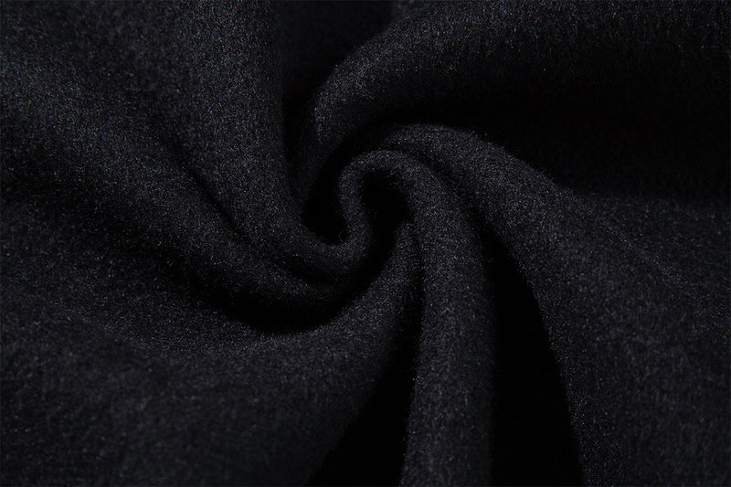 Men's Black Double-Breasted Military Wool Jacket with Stand Collar