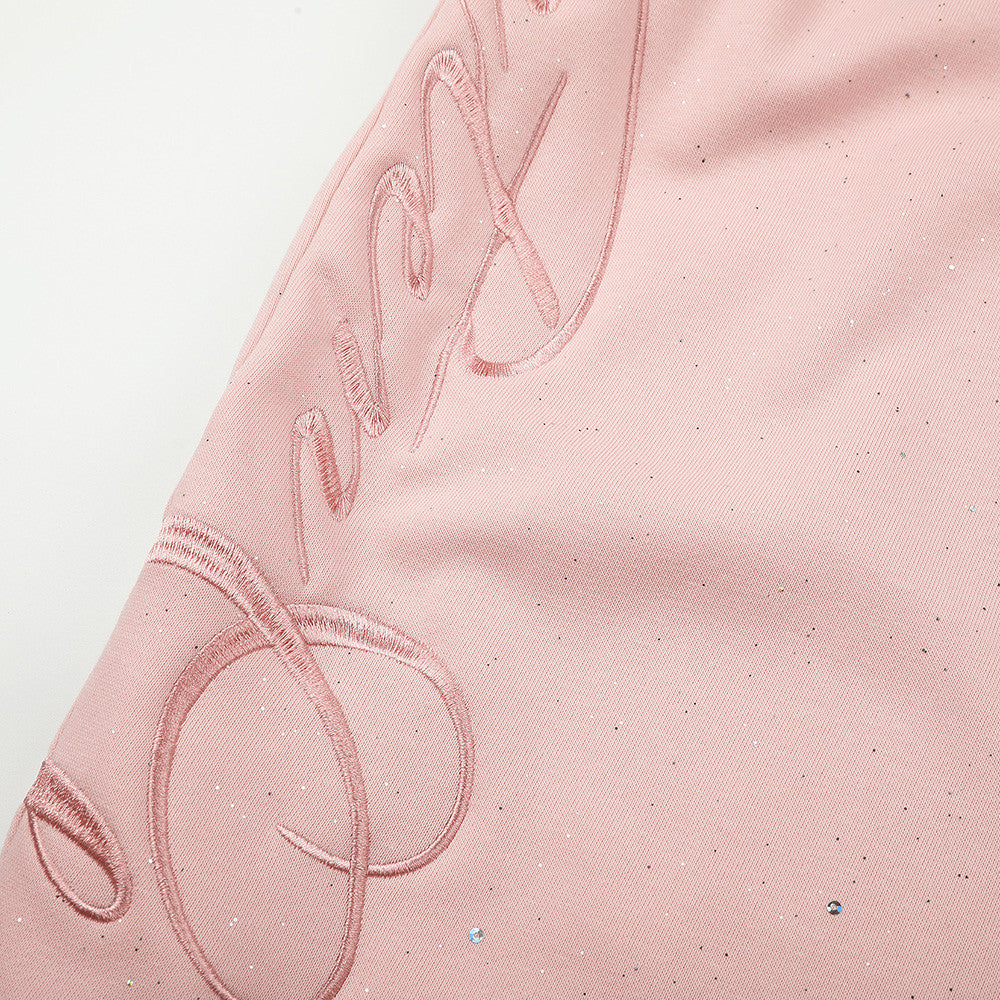 Wide-Leg Sweatpants with Glitter Fabric & Script Graphic Print